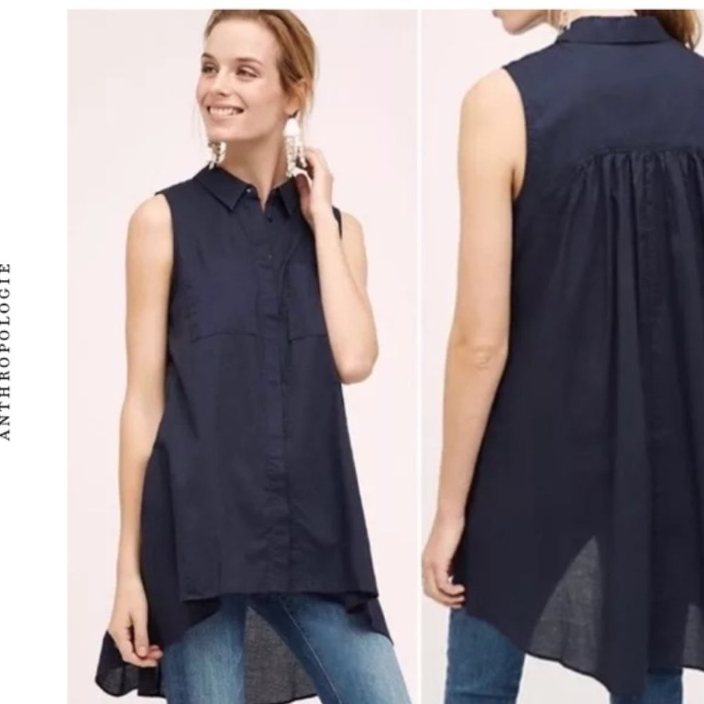 Anthropologie HD In Paris Poplin Hi Lo Tunic Top